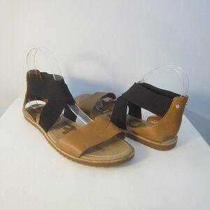 Sorel Sandals Women 8 Ella Gladiator Sandal Black Slip On Open Toe Low Top Flats